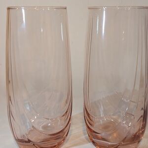 Vintage Pink Swirl Highball Glasses – Set of 2
